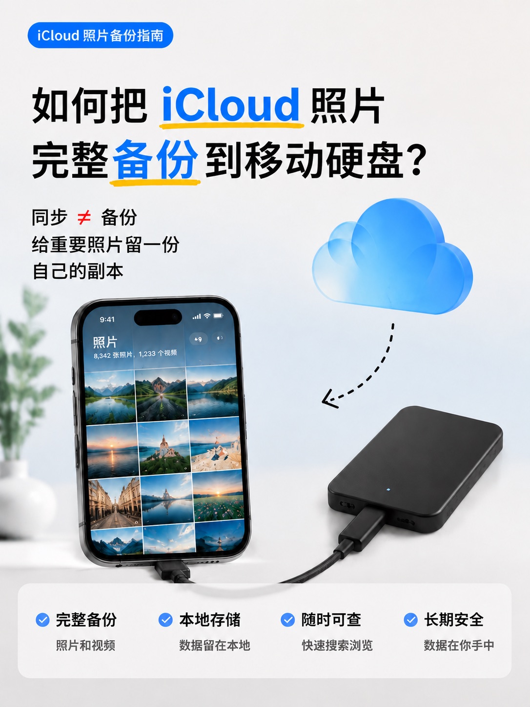 使用 MemStora 将 iCloud 照片备份到移动硬盘